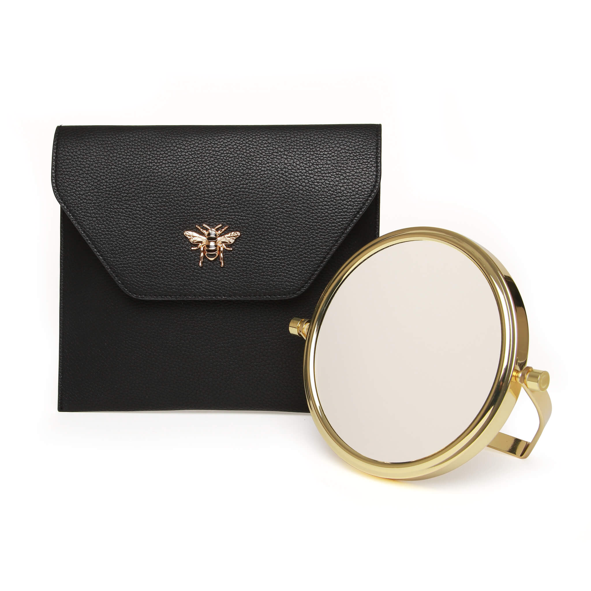 Black - Travel Mirror & Case - 7x Magnification