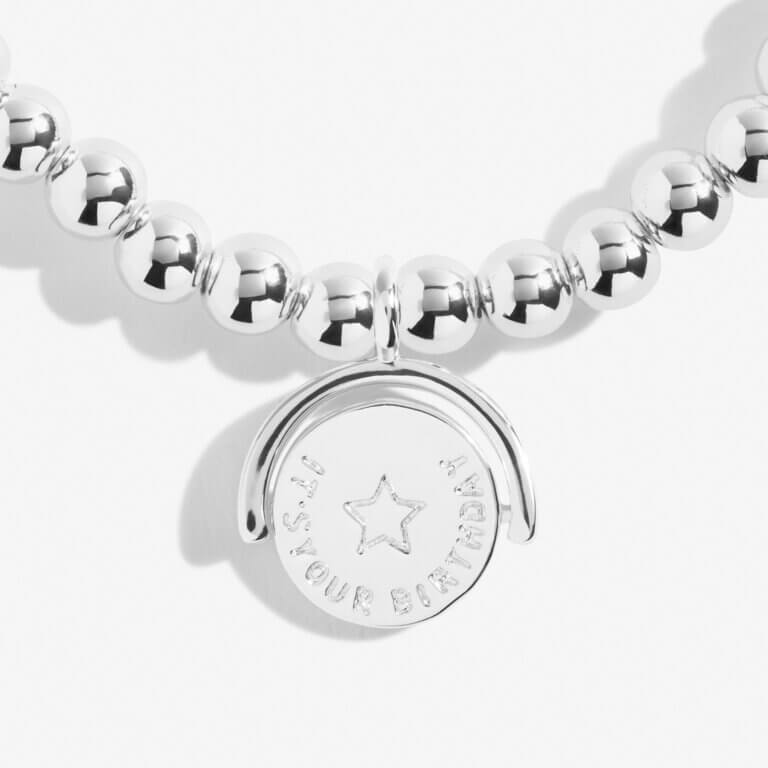 Spinning Boxed A Littles | Hip Hip Hooray It's Your Birthday | Silver | Bracelet | 17.5cm Stretch