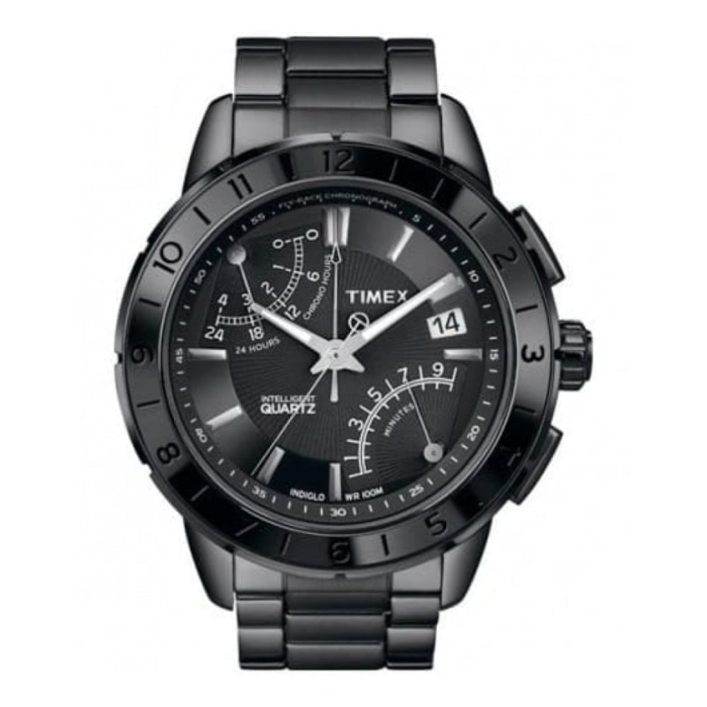 Gents IQ Chronograph Black Steel Bracelet Watch
