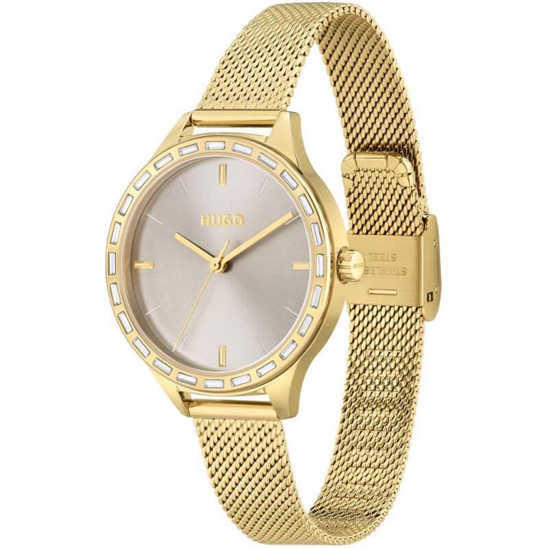 FLASH Grey Dial & Gold Plated Mesh Strap Ladies Watch
