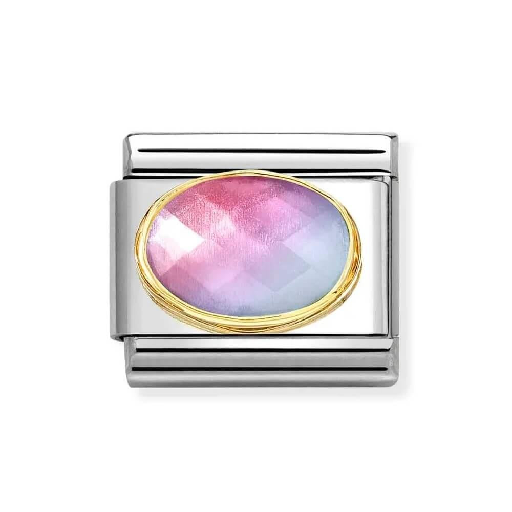 Composable Classic Link Two Tone Pink & Blue CZ In 18K Gold