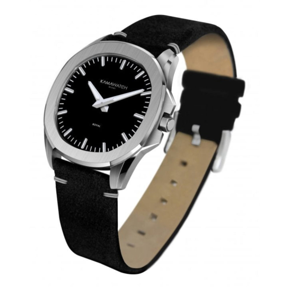 Royal Black Dial & Green Camouflage Strap Leather Strap Wristwatch