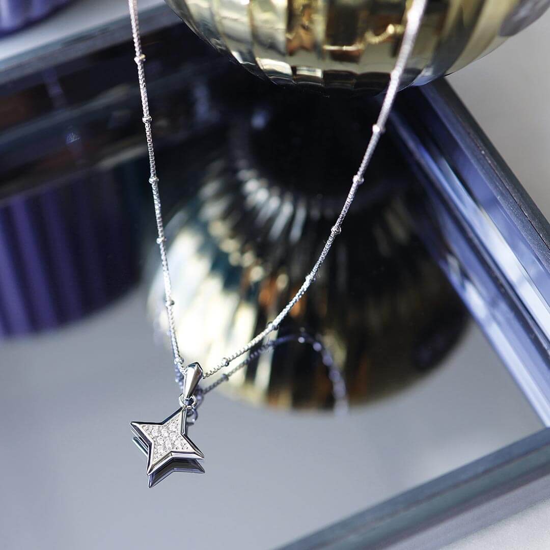 Celeste Astoria Starburst Pave CZ Mini Necklace
