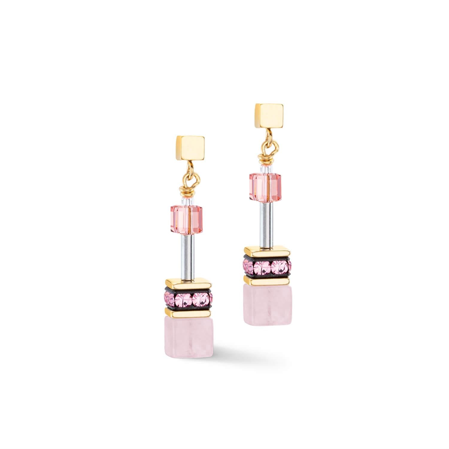GeoCUBE Iconic Precious Earrings With Stickpin In Rose-Orange