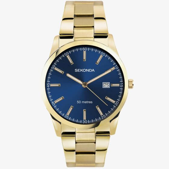 Taylor Blue Dial & Gold Tone Bracelet Strap Men's Watch