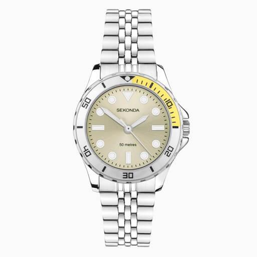 Balearic Yellow Dial With Alloy Case & SS Bracelet Strap Ladies Watch