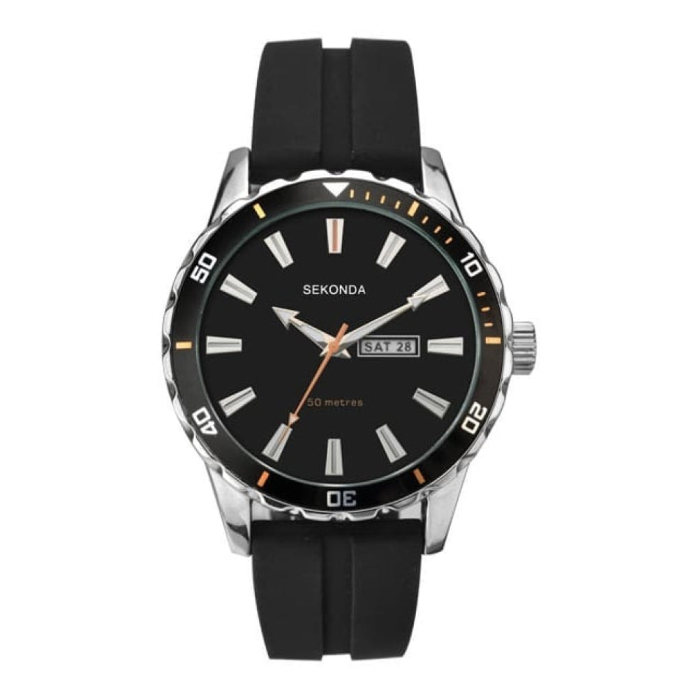 Gent's Watch With Black Rubber Strap