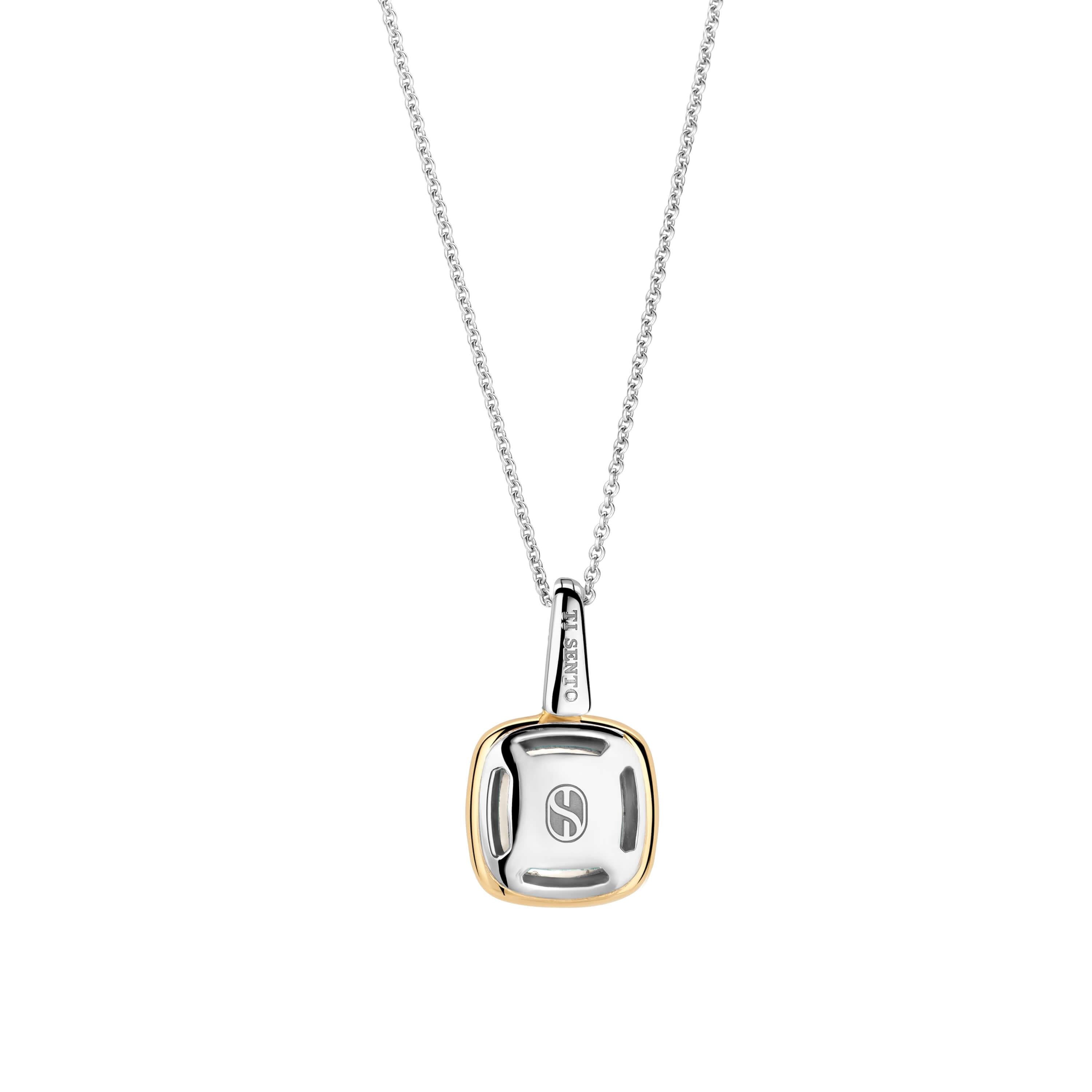 White Pearl Cushion Shape Pendant & Silver Chain Necklace