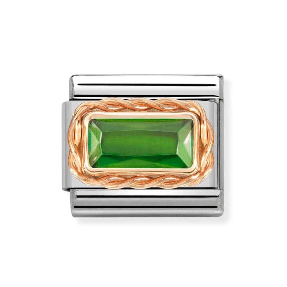 Composable Classic Green CZ Link In 9k Rose Gold