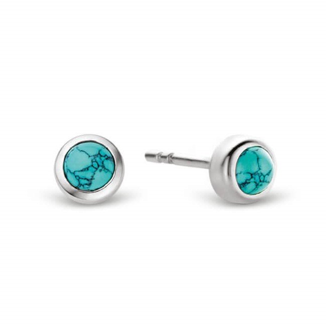 Turquoise Silver Round Stud Earrings