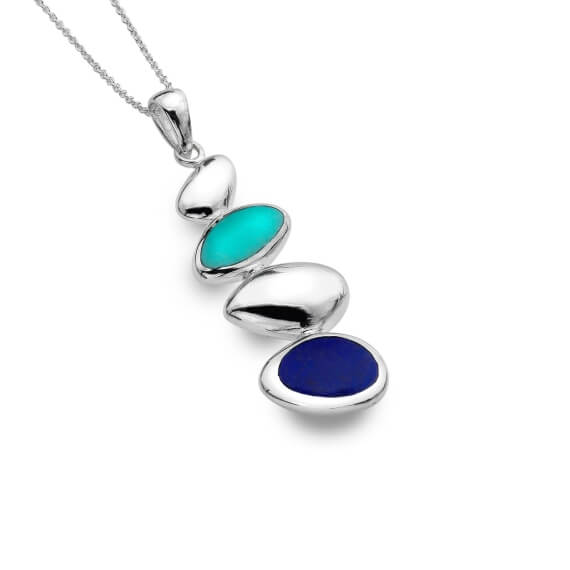 Origins Turquoise Lapis Pebbles Pendant Necklace
