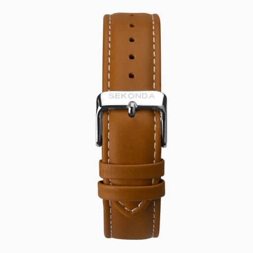 Silver Case With Black Dial & Tan Leather Strap Men's Heritage Watch
