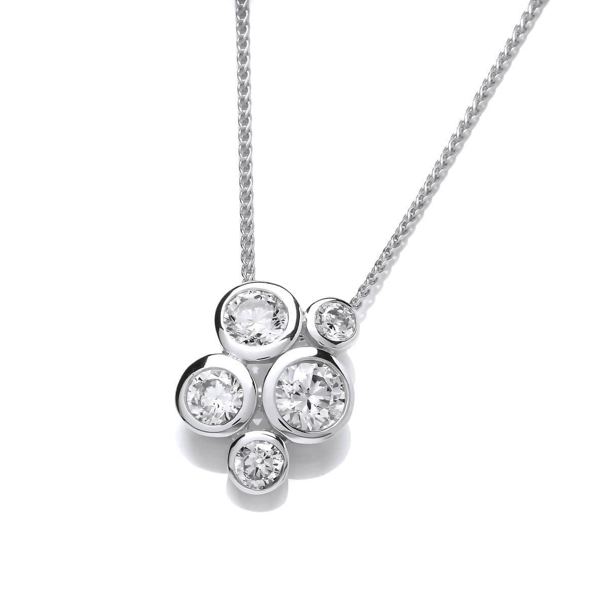 Sterling Silver Cubic Zirconia Bubble Cluster Pendant With Silver Chain