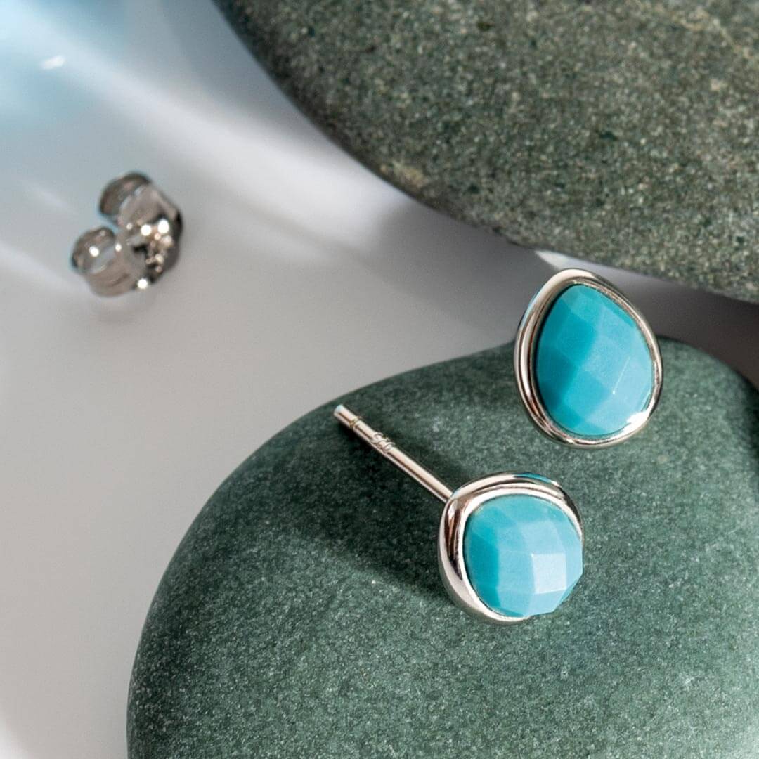 Coast Pebble Azure Gemstone Stud Earrings