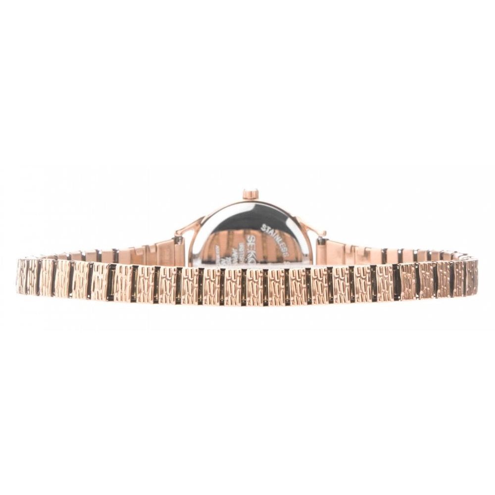 Rose Gold Plated Expander Bracelet Strap & Case With White Dial Ladies Watch