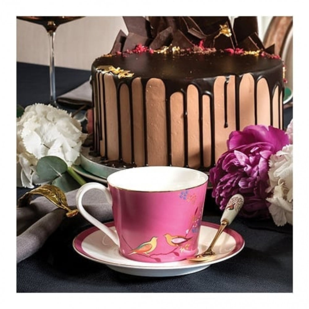 The Chelsea Collection Pink Birds Tea Cup & Saucer