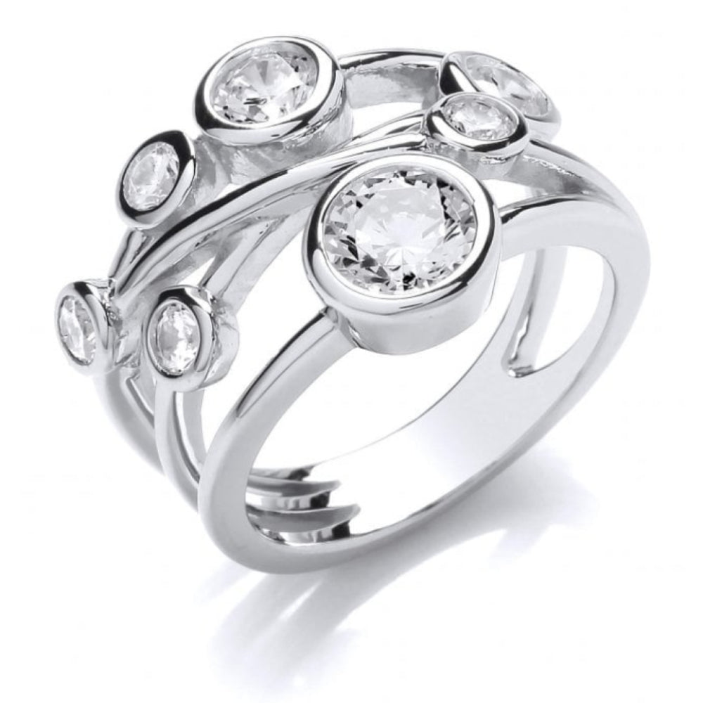 Silver CZ Multi Strand Rubover Ring