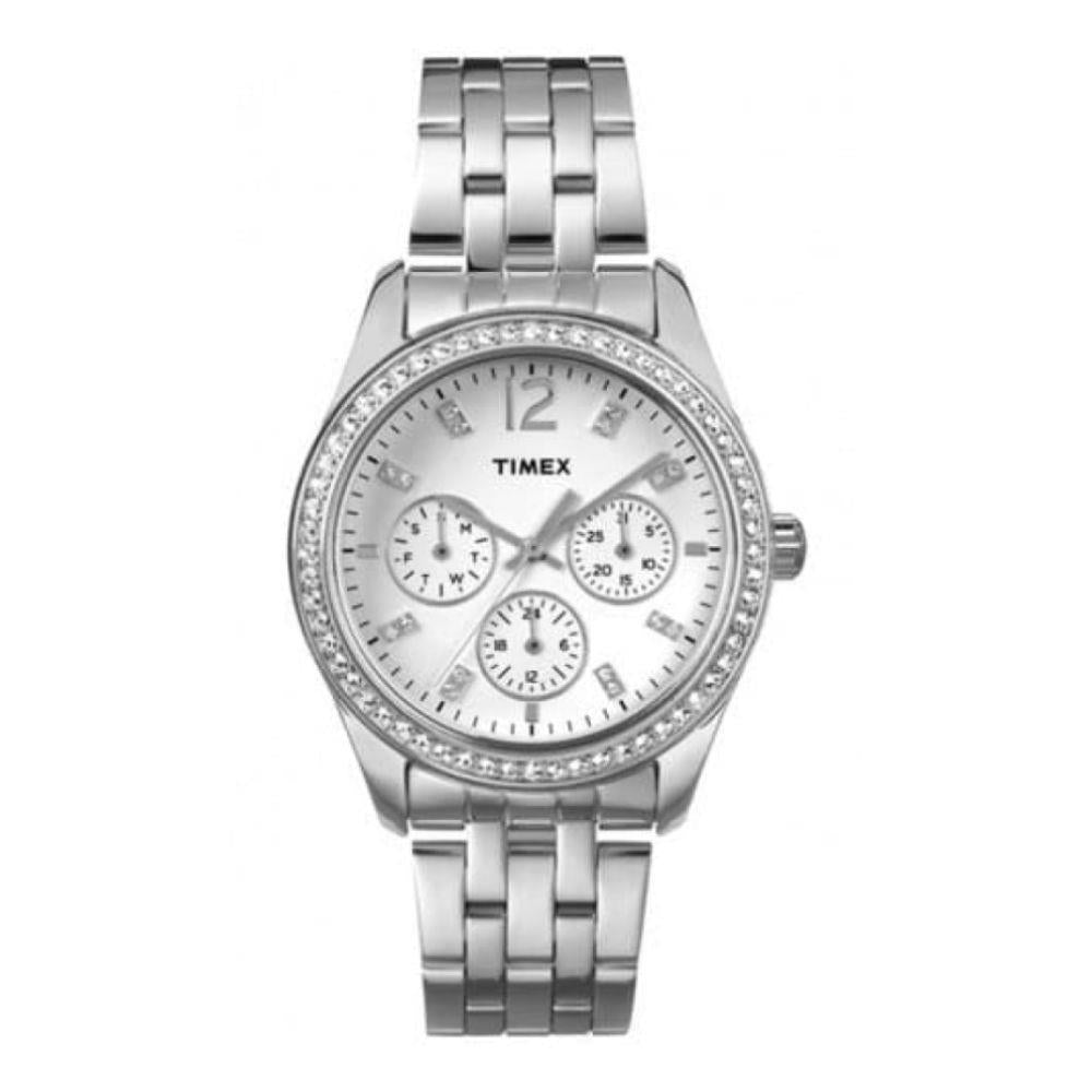 Ladies Multi Link Stainless Steel Watch With Crystals