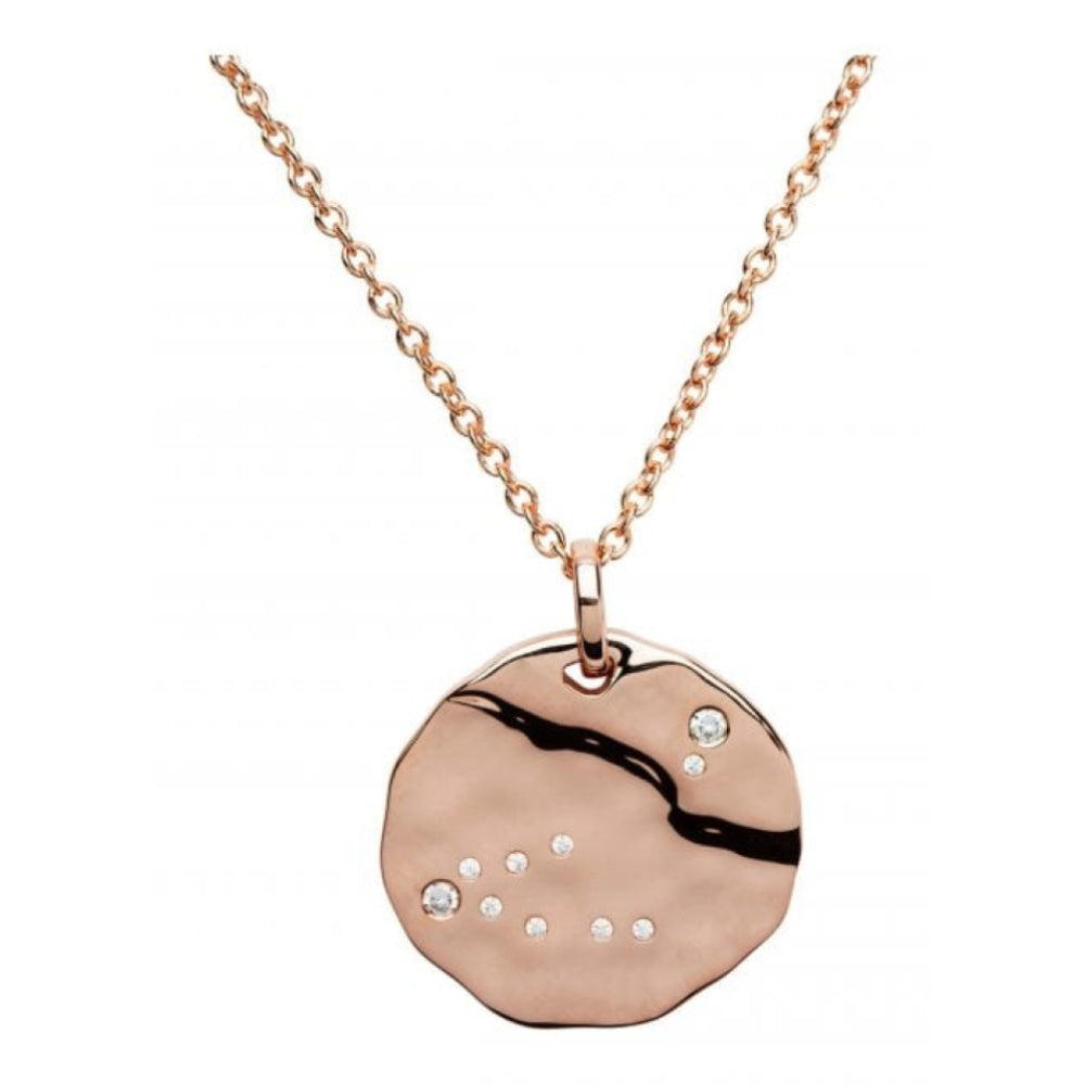Silver 925 Pendant With Rose Gold Plating-Cz Incl.Chain. Capricorn