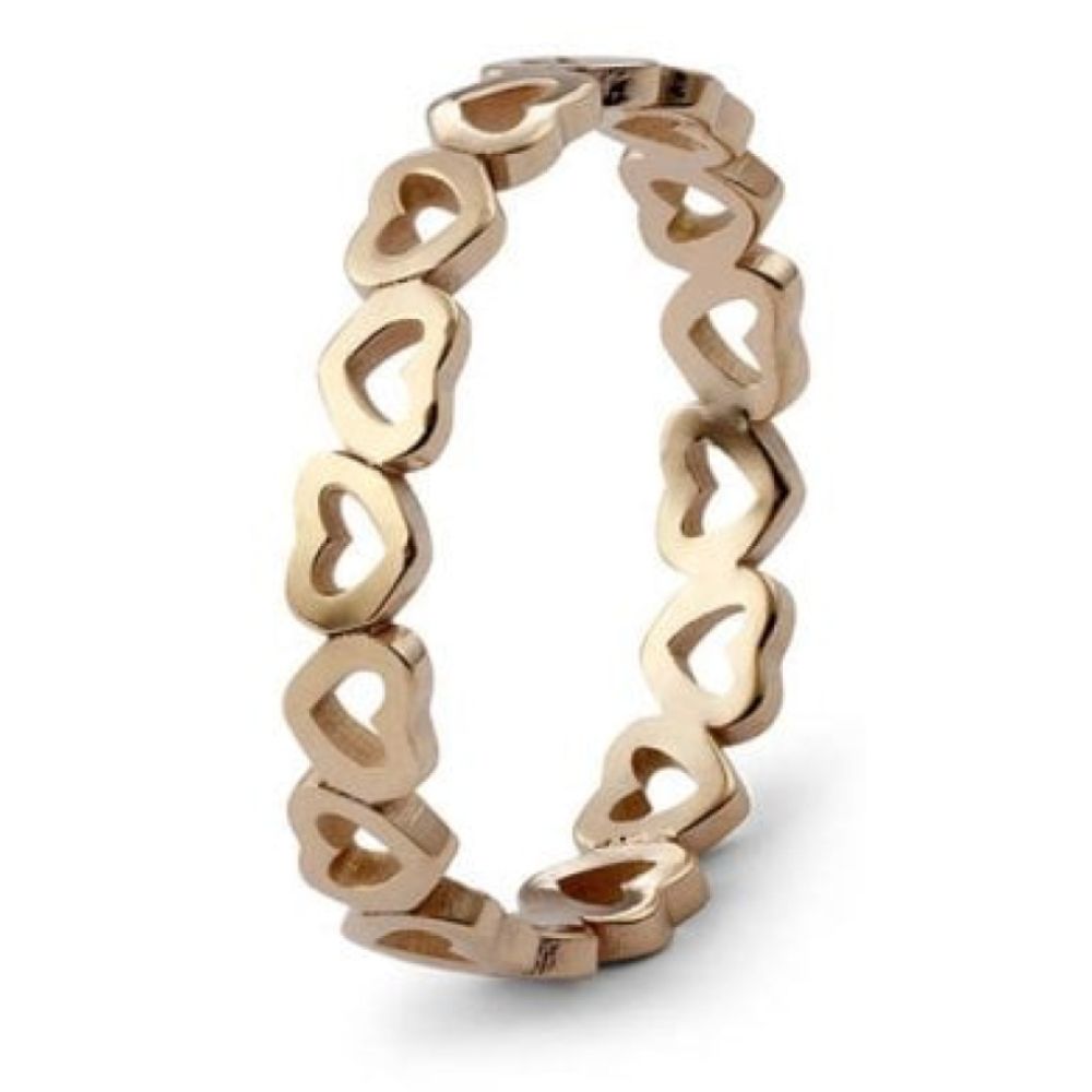Pienza Gold Hollow Hearts Spacer Ring