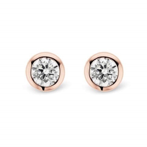 Rose Gold Tone Round CZ Stud Earrings
