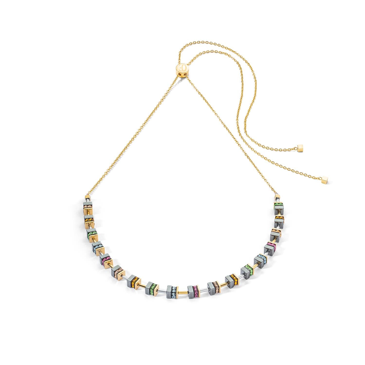 Sparkling Classic Chain Gold Plated Multicolour Necklace