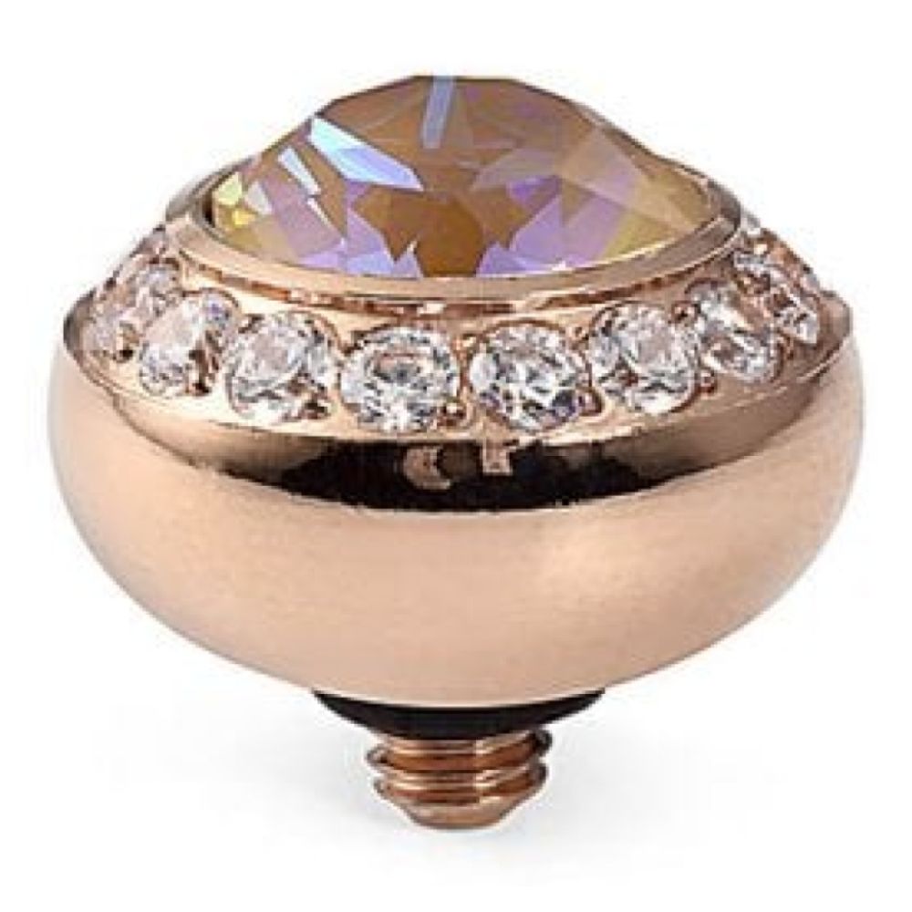 10mm Interchangeable Tondo Deluxe Ochre Delite Crystal Top in RG With Crystal Bordered