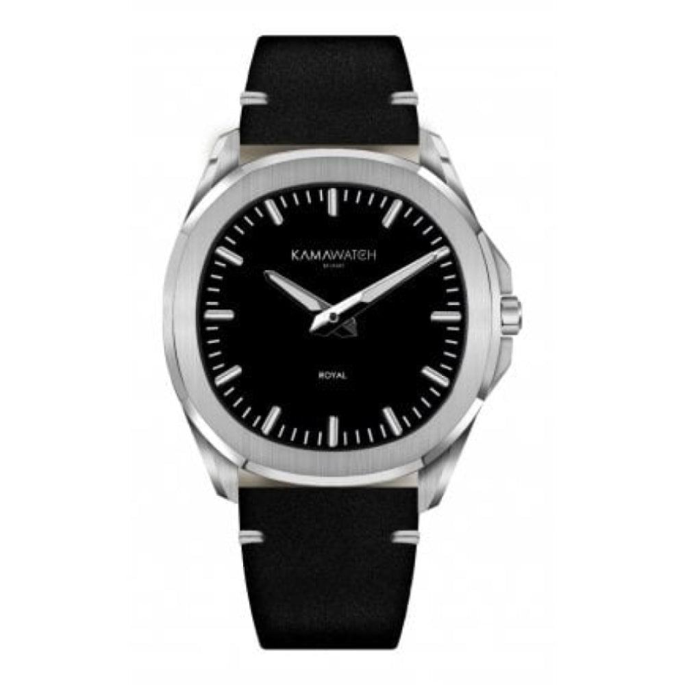 Royal Black Dial & Green Camouflage Strap Leather Strap Wristwatch