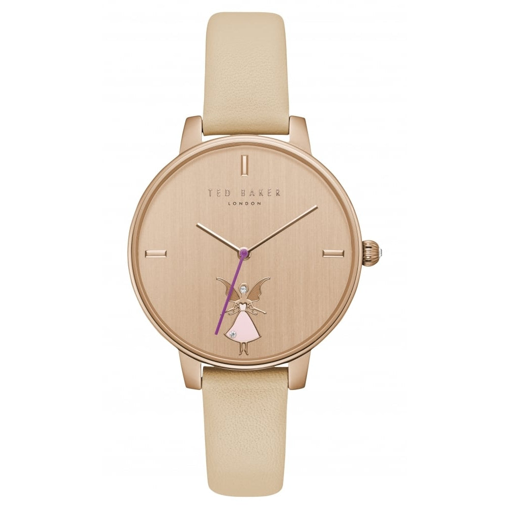 Ladies Rose Gold Toned dial With Cream Leather Strap Watch