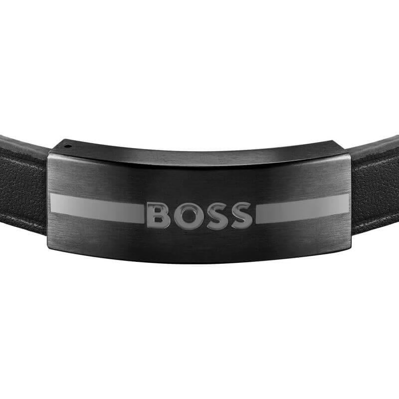 Luke Black IP Leather Band Mens Bracelet