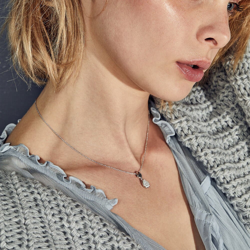 Coast Pebble Glisten Pave CZ Double Droplet Necklace