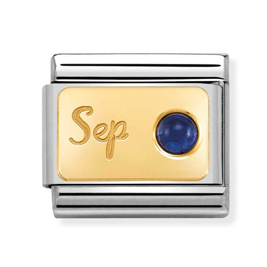 Composable Classic Stainless Steel Link With 18k Gold & September Sapphire Stone