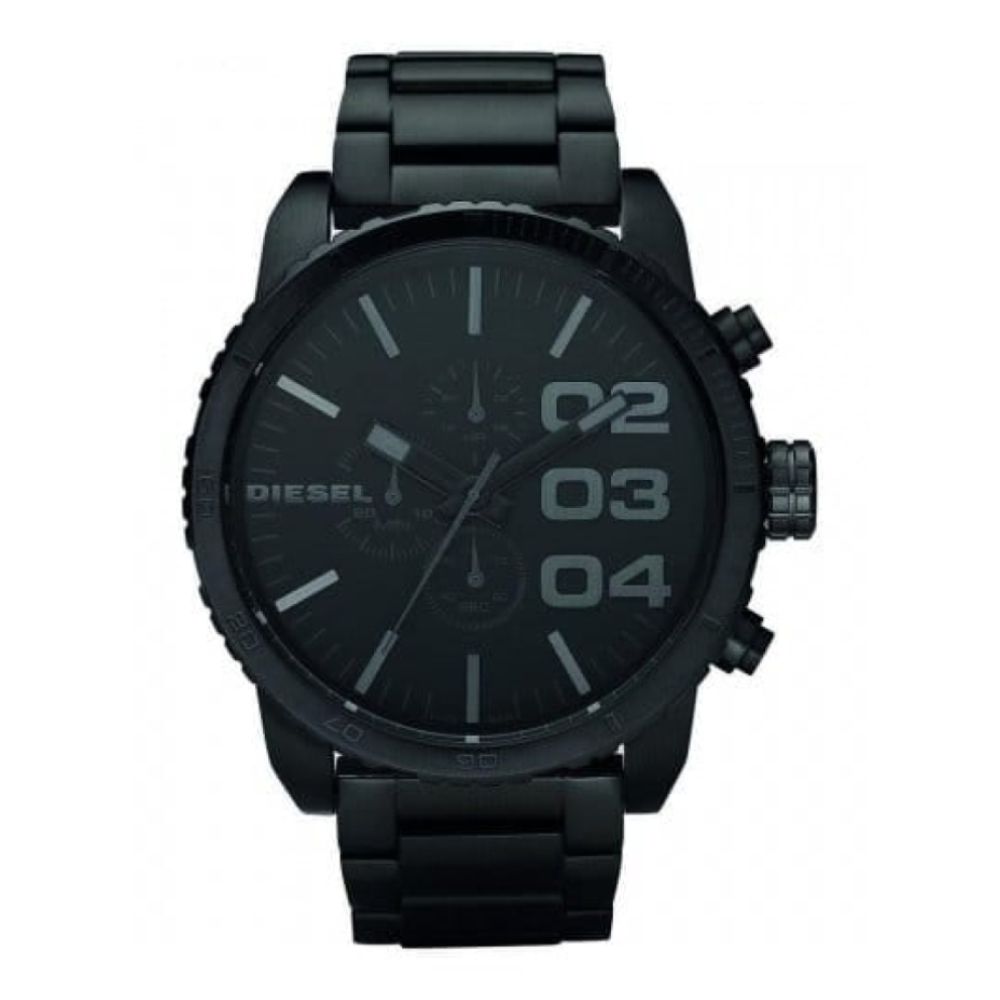 Men's XL Black IP Stainless Steel Chrono Bracelet Watch