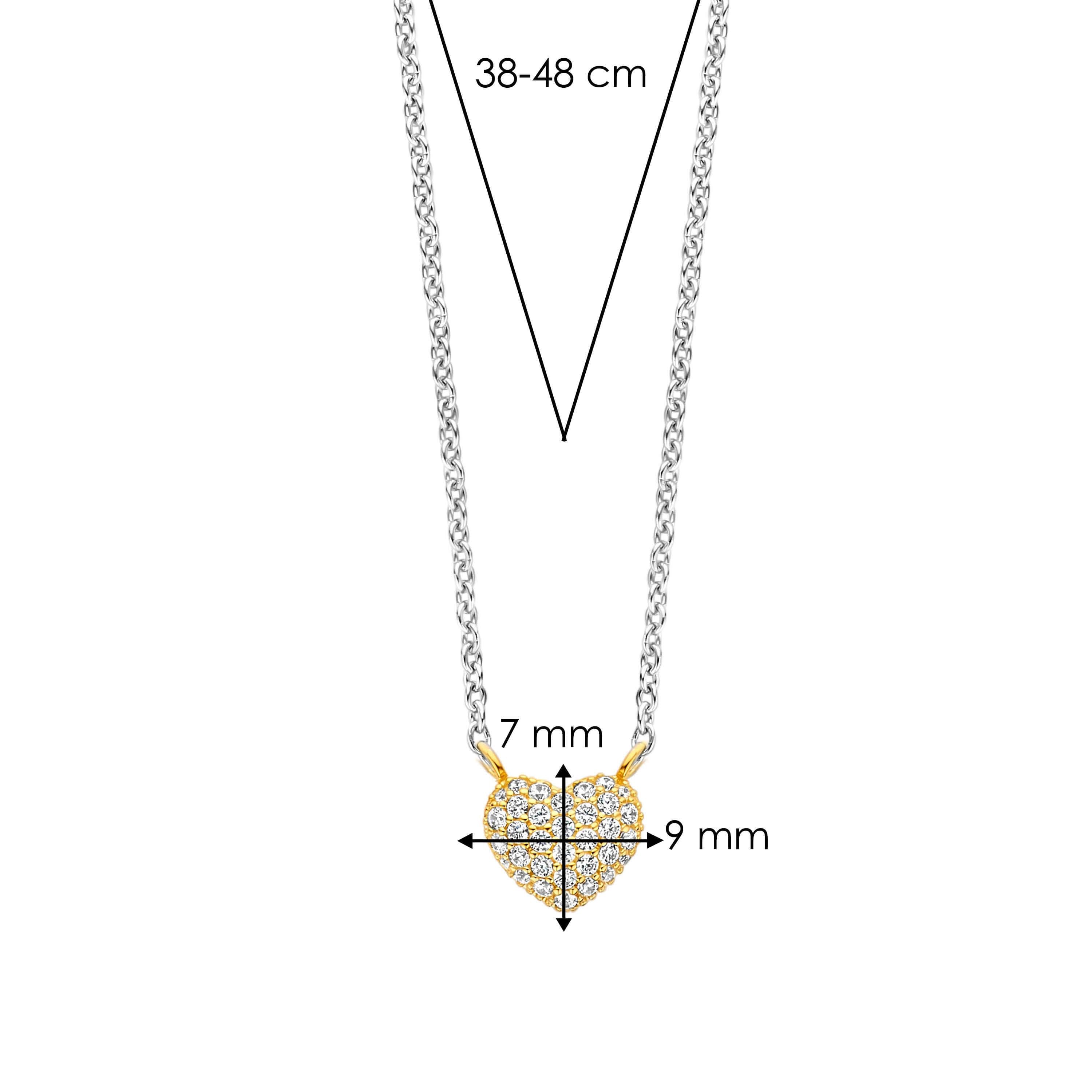 Minimalistic Gold Plated CZ Heart Pendant With Silver Chain Necklace