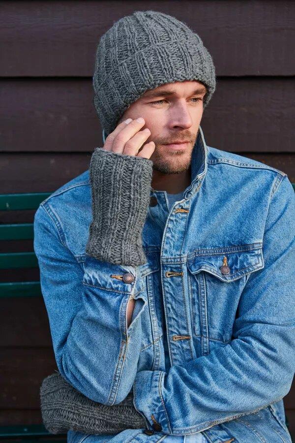 Mens Shetland Wristwarmer In Grey