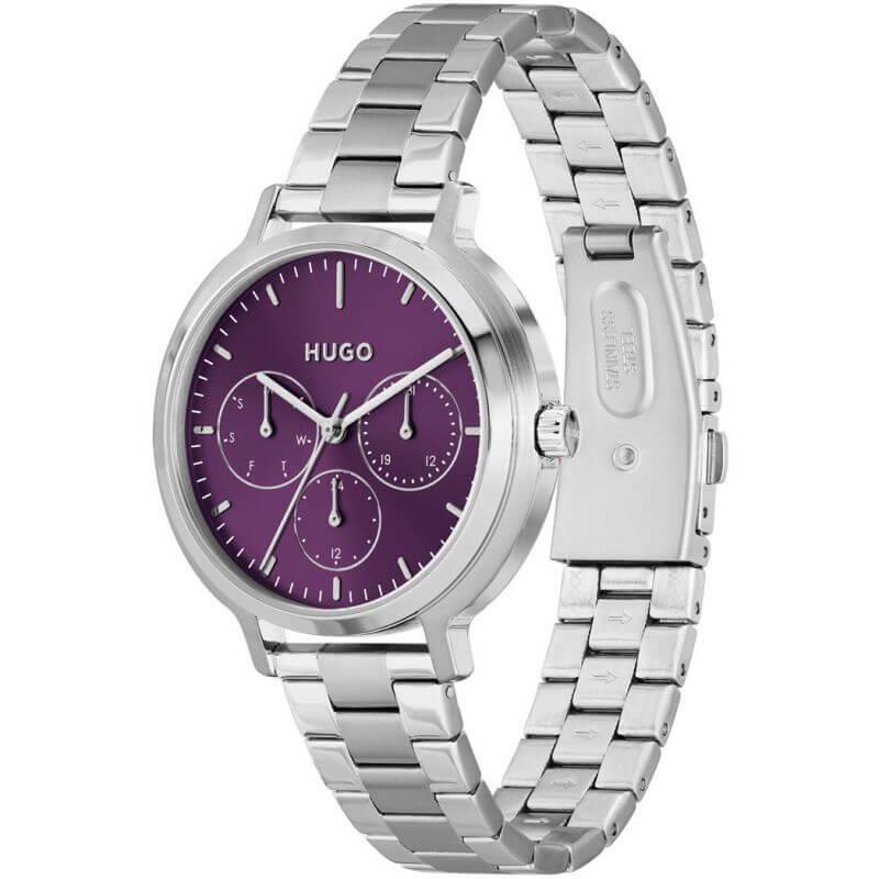 EDGY Purple Multifunctional Dial & Steel Bracelet Strap Ladies Watch