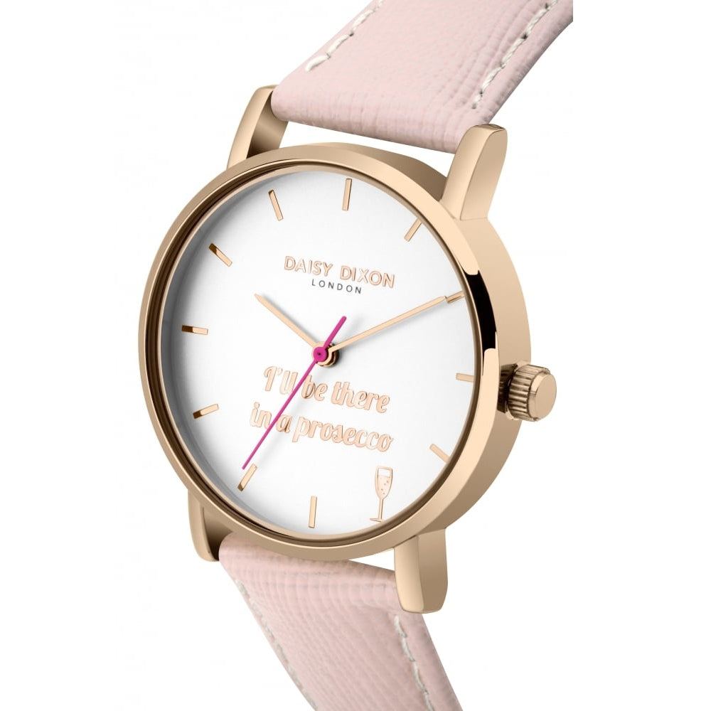 Blaire Slogan Statement Dial With Pink Saffiano Strap Ladies Watch