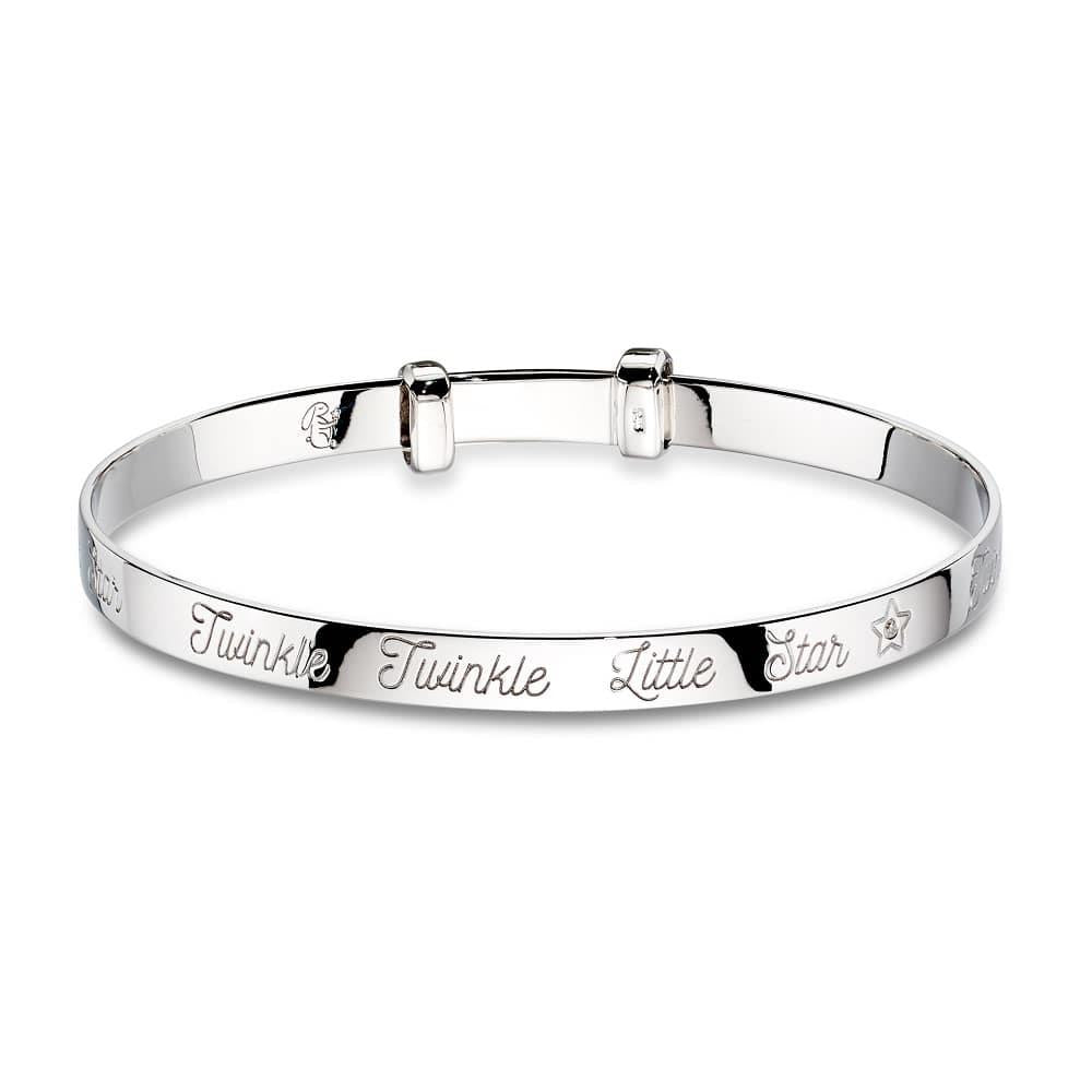 Gisele - Diamond Heart Christening Baby Bangle