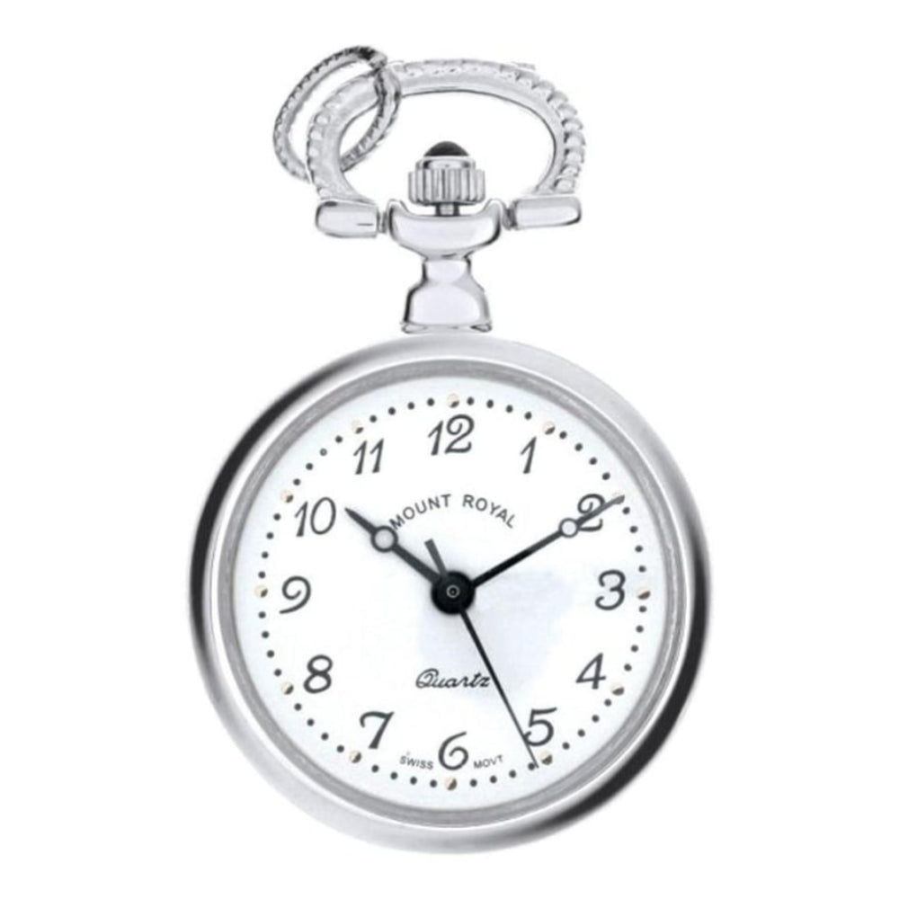 Silver Plated Open Faced Quartz Pendant Necklace Watch With Chain