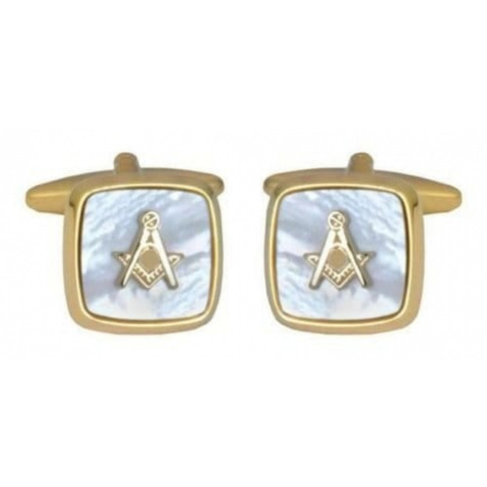 Mother Of Pearl Gold Plated Masonic Cufflinks