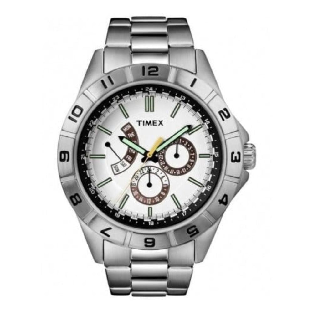 Gents White Chronograph Dial With Stainless Steel Bracelet Watch