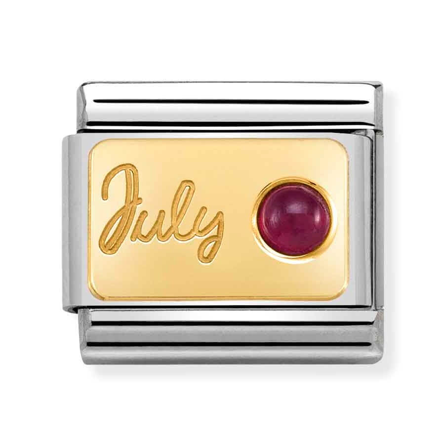 Composable Classic Stainless Steel Link With 18k Gold & July Ruby Stone