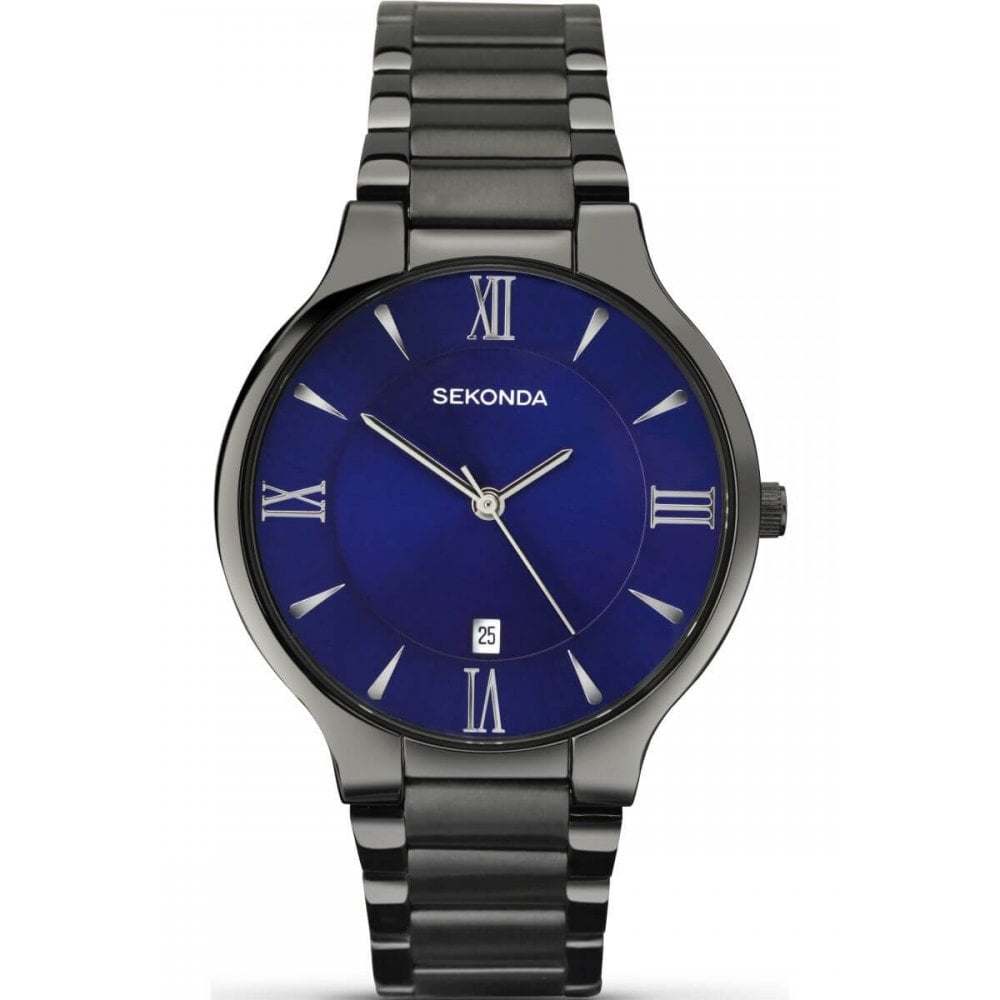 Gent's Black Ion-Plated Steel Bracelet Watch