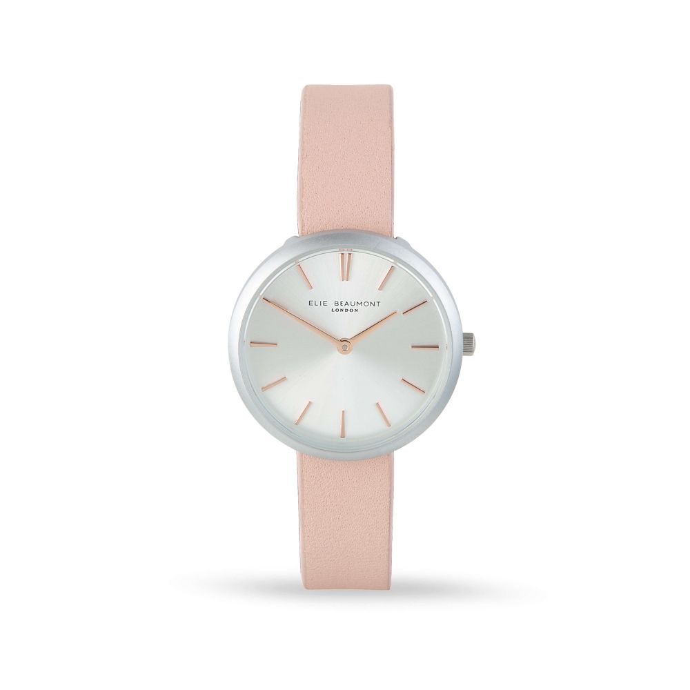 Marlow Dusty Pink Leather Strap Silver Case