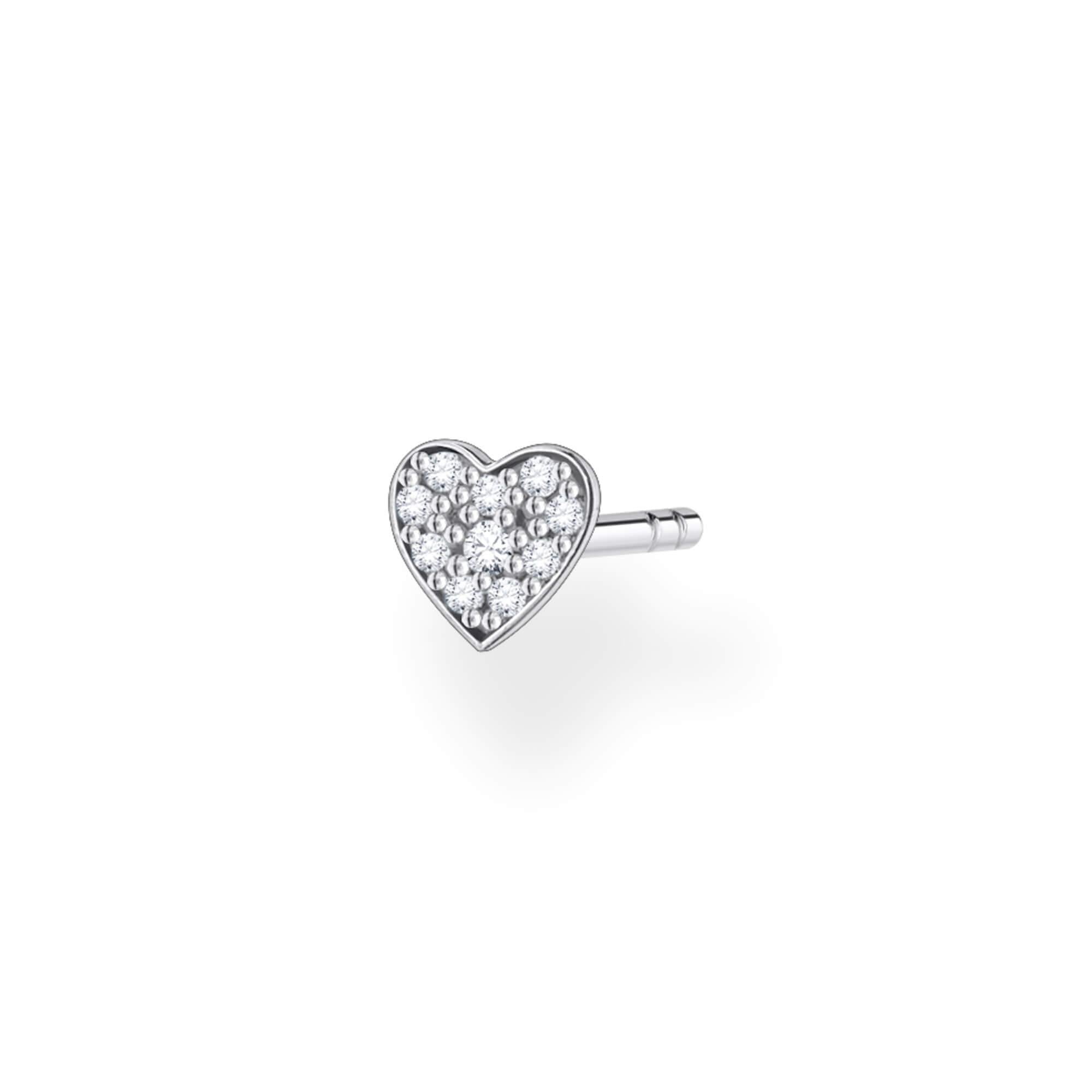 Single Heart Shape Ear Stud With CZ