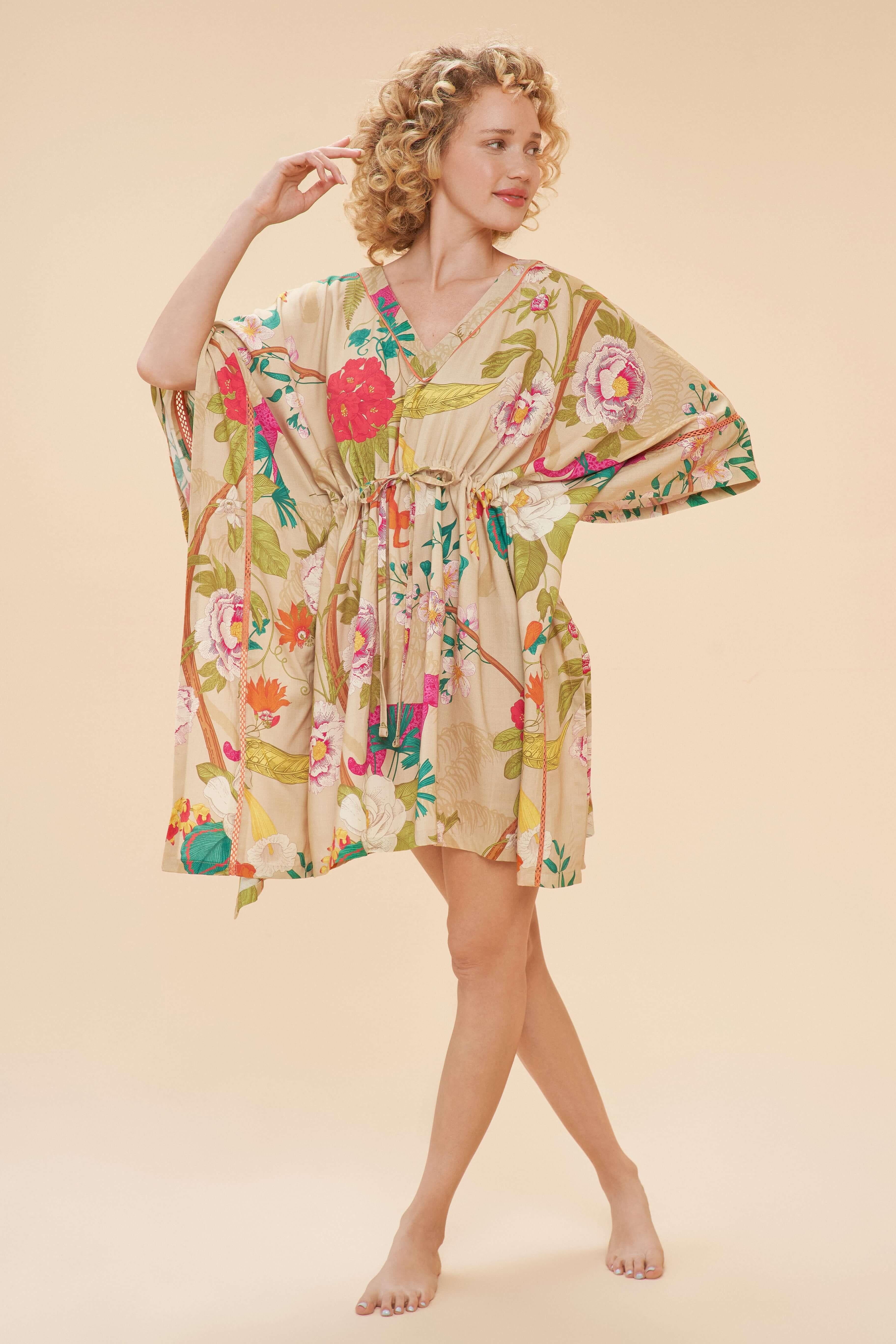 Beach Cover Up - Tropical Flora and Fauna -Coconut