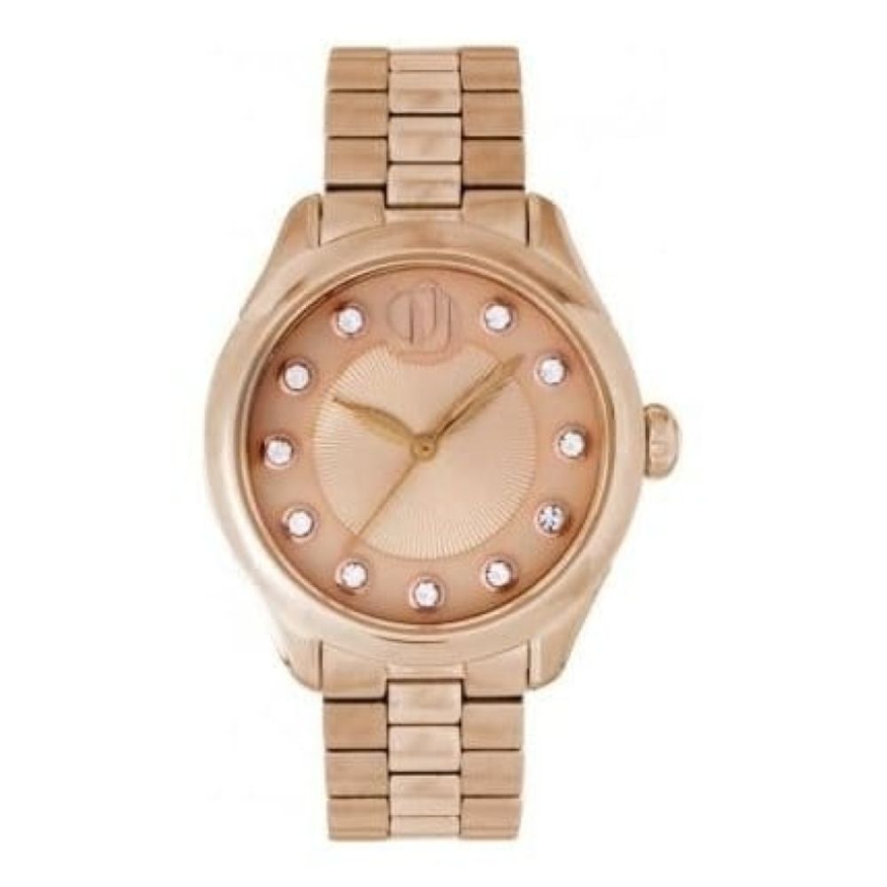 Ladies Rose Gold Plated Crystal Baton Watch