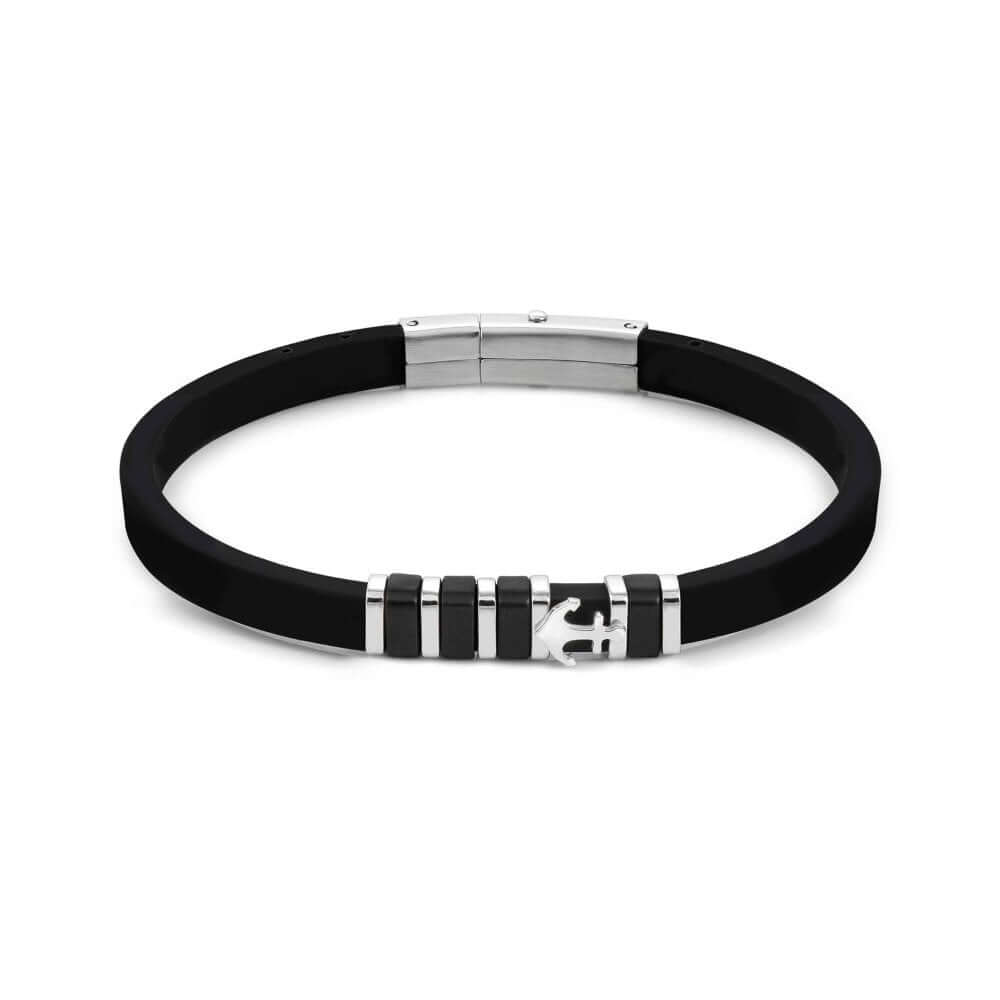 City Black PVD Stainless Steel & Rubber Anchor Bracelet