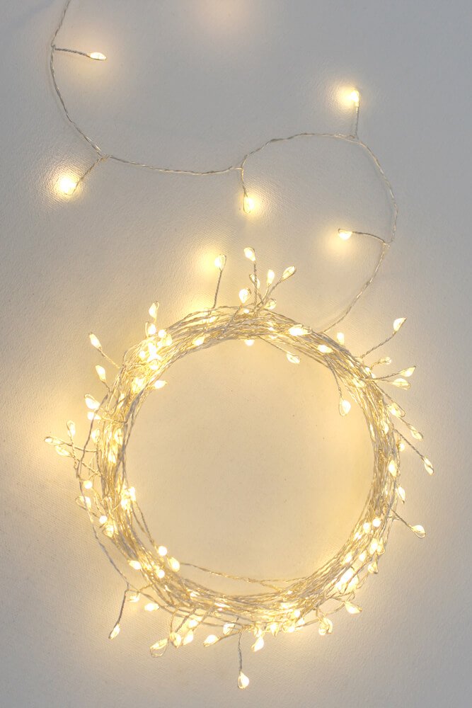 Cluster Silver 300 LED Light Chain - Mains Power