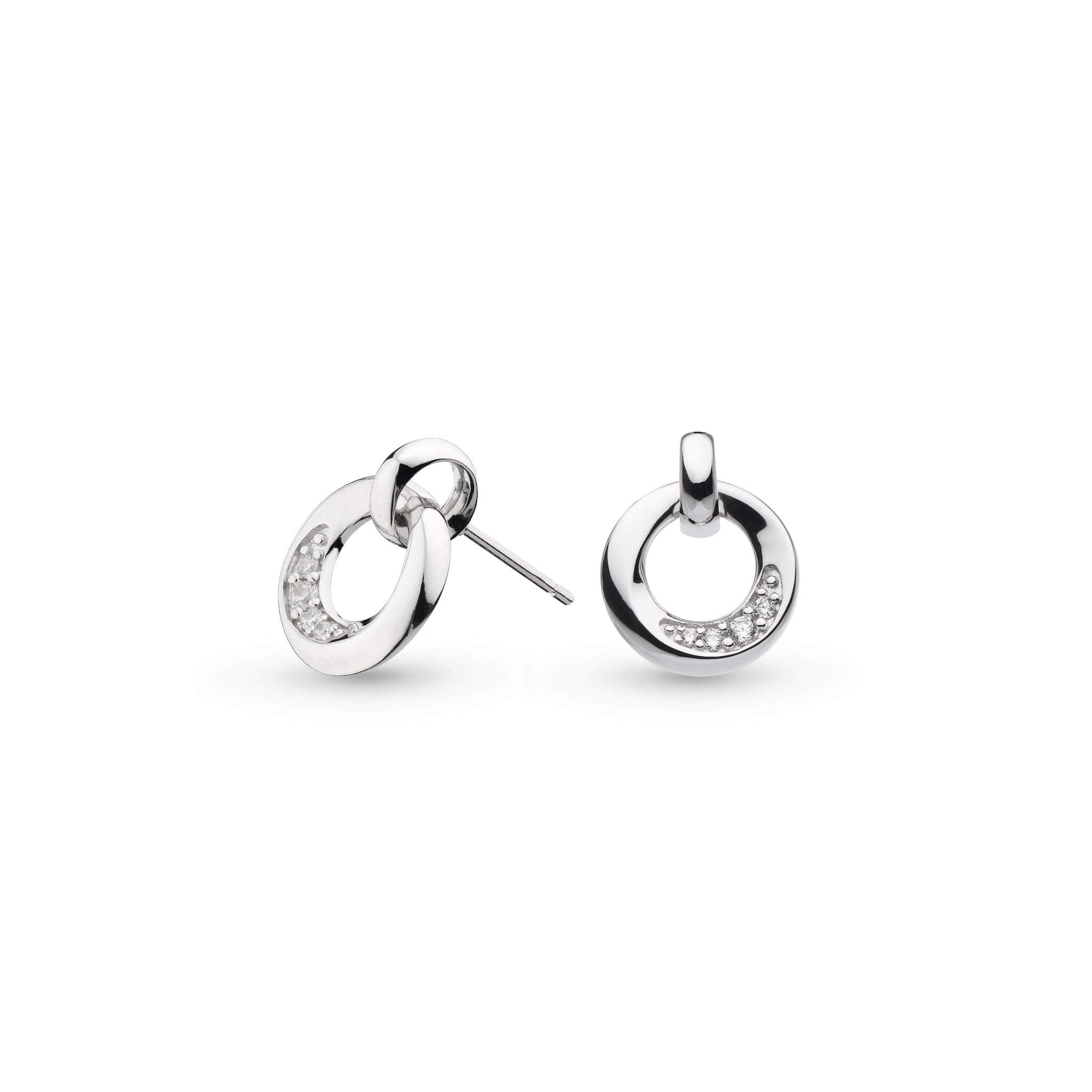Bevel Cirque Pave CZ Stud Drop Earrings